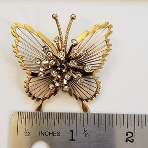Monet Butterfly Brooch Pin Rhinestones